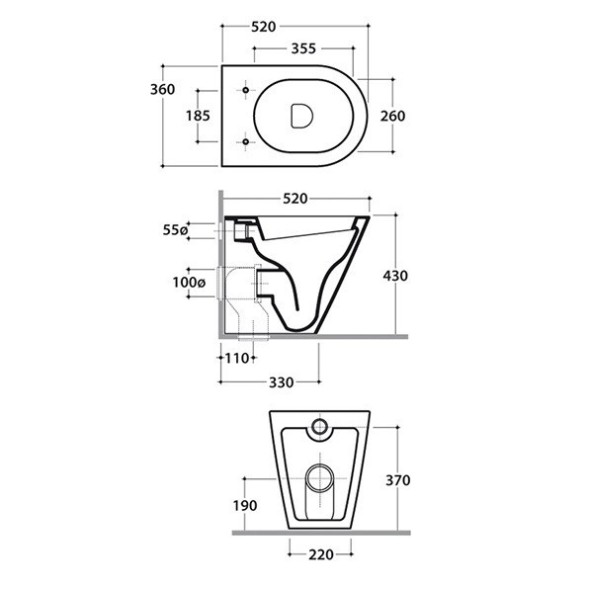 Унитаз GLOBO FORTY3 напольный приставной цвет белый FO002BI