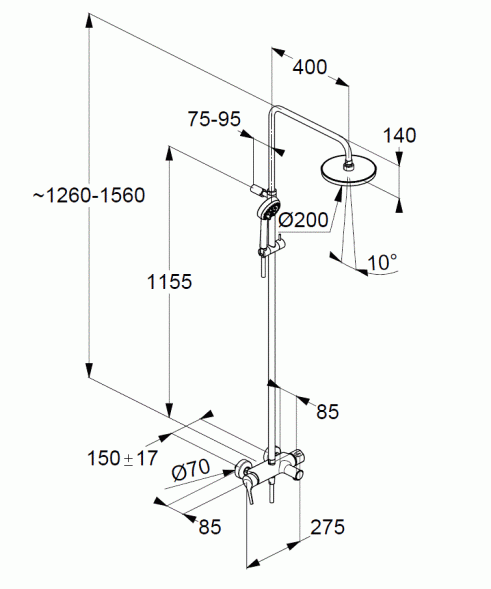 Душевая система KLUDI LOGO NEO 6808305 со смесителем с изливом