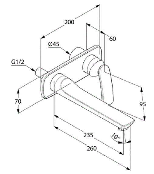 Смеситель KLUDI BALANCE 522479175 для раковины настенный встраиваемый внешняя часть