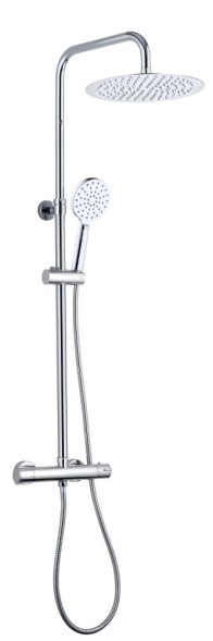 AQG Nite, душевая колонна регул. по высоте 95-150 см: c термостатом и круглым верхним душем 25 см, цвет хром