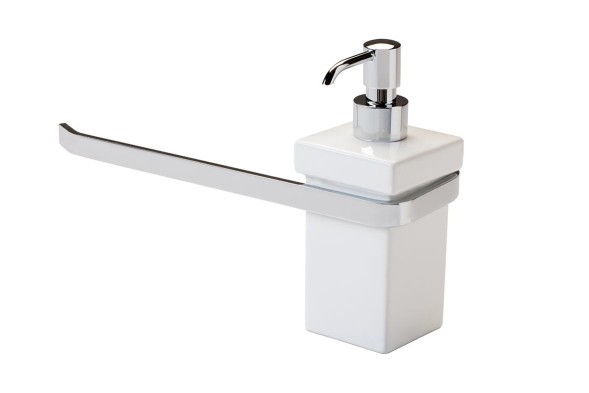 Stil Haus Mizar, полотенцедержатель + керамический дозатор, цвет хром - белая керамика