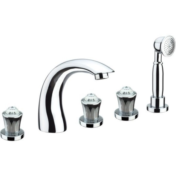 Fiore Venere Sky, комплект смесителя на борт ванны на 5 отверстий, цвет хром - Swarovski