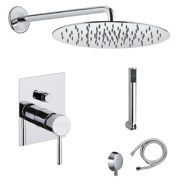 Fiore Xenon, душевой комплект на 2 потребителя: с круглым ультратонким верхним душем Ø30 см и кронштейном 35 см, цвет золото