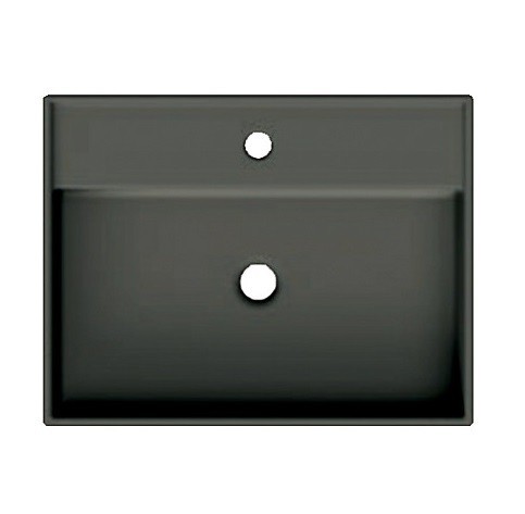Раковина Scarabeo TEOREMA 2.0 подвесная или накладная с переливом с одним отверстием цвет черный матовый с антибактериальным и грязеотталкивающим покрытием BIOKER 5105 49 BK