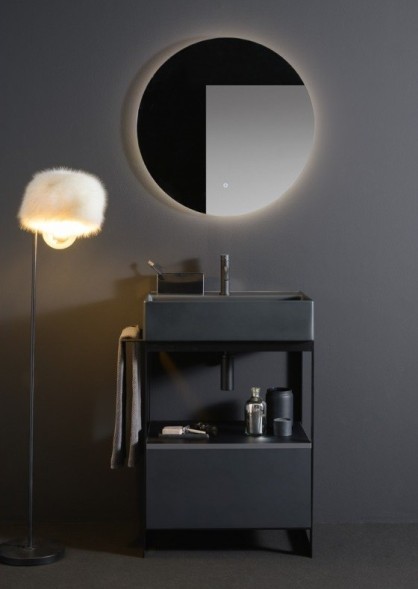 Раковина Scarabeo TEOREMA 2.0 подвесная или накладная с переливом с одним отверстием цвет черный матовый с антибактериальным и грязеотталкивающим покрытием BIOKER 5105 49 BK