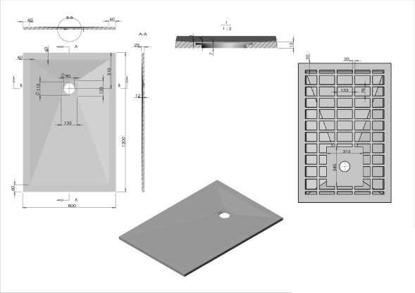 Vincea Поддон для душа из искусственного камня VST-4SR8012G, 1200*800*25, серый
