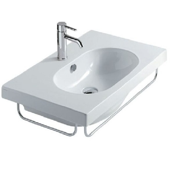 Раковина GALASSIA M2, EDEN 5231 подвесная с тремя отверстиями с переливом цвет белый глянцевый