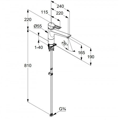 KLUDI MIX однорычажный смеситель для кухни, байонетное крепление, полый рычаг, арт. 329340562