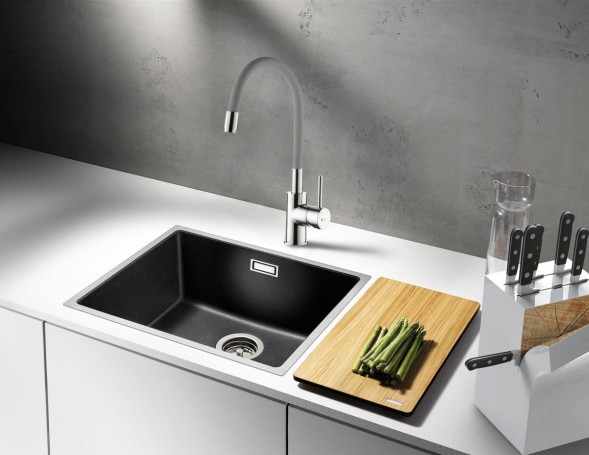 AQG WOLLOBY, смеситель для кухни с гибким серым изливом, цвет хром