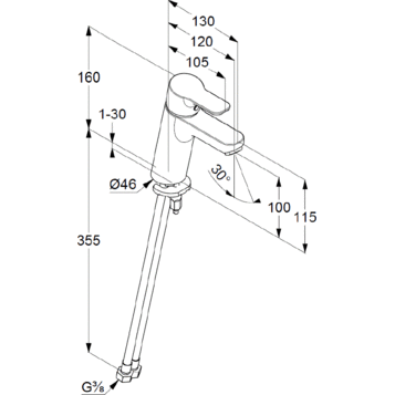Смеситель KLUDI PURE&amp;EASY 372920565 для раковины на одно отверстие однорычажный без донного клапана