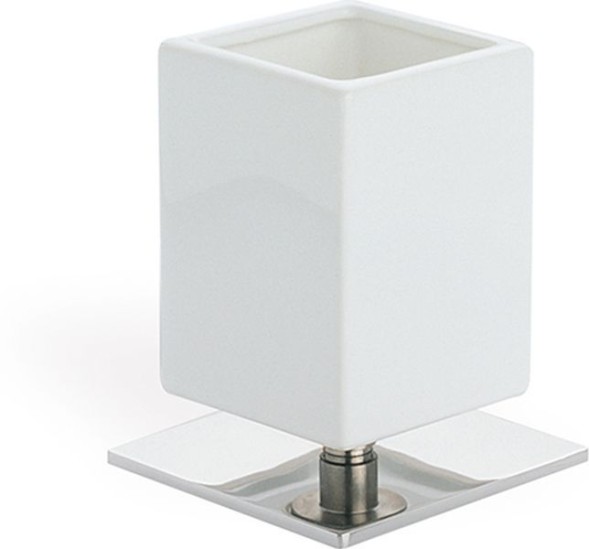 Stil Haus Urania, настольный керамический стакан на ножке, цвет хром - белая керамика