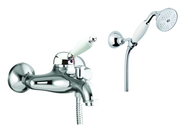 Fiore Imperiale, однорычажный смеситель для ванны (излив 17,9 см), с набором для душа, цвет хром