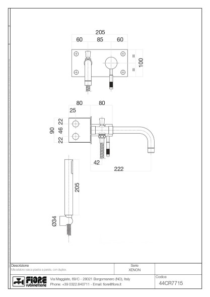 Fiore Xenon, однорычажный встраиваемый смеситель для ванны, цвет золото