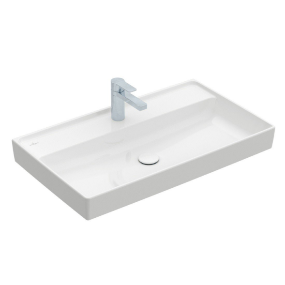 Villeroy&amp;Boch Раковина, Collaro, шгв 800*470*160, отверстия для смесителя-1 сквозное, 2 промаркированных, CeramicPlus, цвет-альпийский белый 4A3380R1