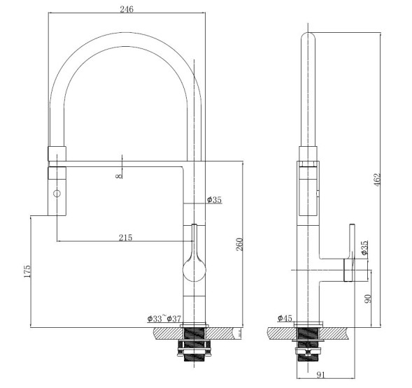 Смеситель для кухни Vincea VKF-114CH, хром