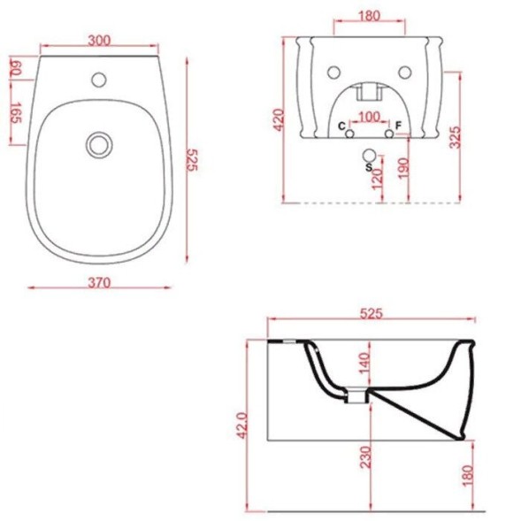 Биде Artceram Azuley подвесной с одним отверстием  цвет черный AZB001 03 00