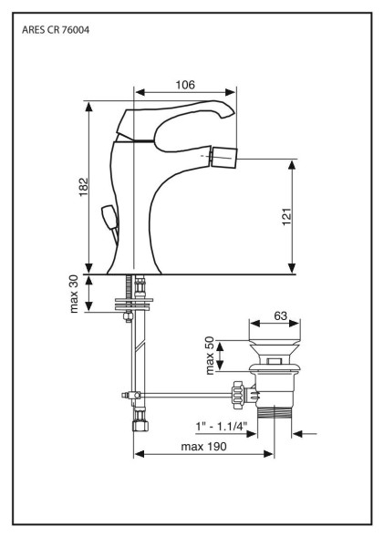 Emmevi Ares, однорычажный смеситель для биде с донным клапаном, цвет золото 76004/OR