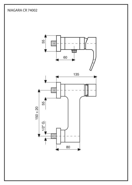 Emmevi Niagara, однорычажный смеситель для душа без набора для душа, цвет хром 74002/CR