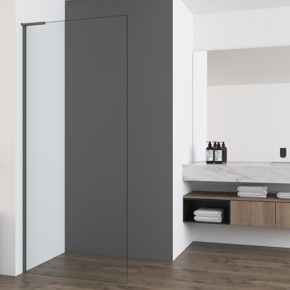 Vincea Душевая перегородка Волк-Ин (Walk-In) VSW-7HA700CLGM, 700*2000, вороненая сталь, стекло прозрачное