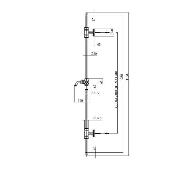 Душевая штанга BOSSINI LIBERTY D19000.030 110 см цвет хром