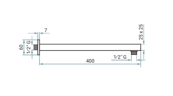 Emmevi, настенный квадратный кронштейн 40 см, для верхнего душа, подключение 1/2", цвет бронза C00728/BR