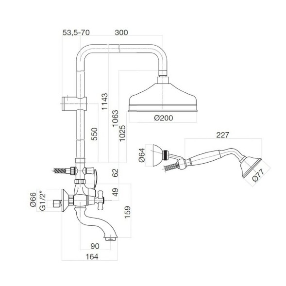 Душевая система Webert Armony AM721208010, золото