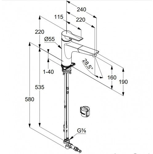 KLUDI MIX однорычажный смеситель для кухни, выдвижной поворотный излив (110°), для безнапорных водонагревателей, арт. 329440575