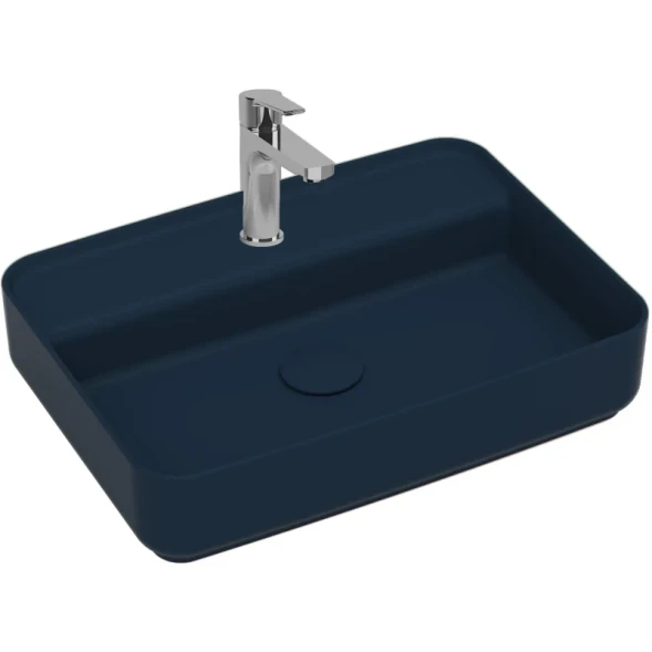 Раковина накладная ISVEA Infinity 55 прямоугольная 55см, с отверстием под смеситель цвет синий матовый 10NF66055-2Z