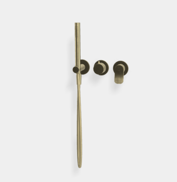 Смеситель для душа, Fima Carlo Frattini, Flo', на 2 потребителя, цвет-шампань брашированная F3819WX8HS