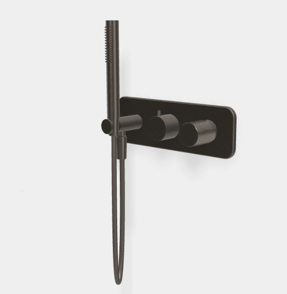 Смеситель для душа, Fima Carlo Frattini, Spillo Tech, G COLLECTION, на 2 потребителя, цвет-хром черный брашированный F3049TWX2GCS