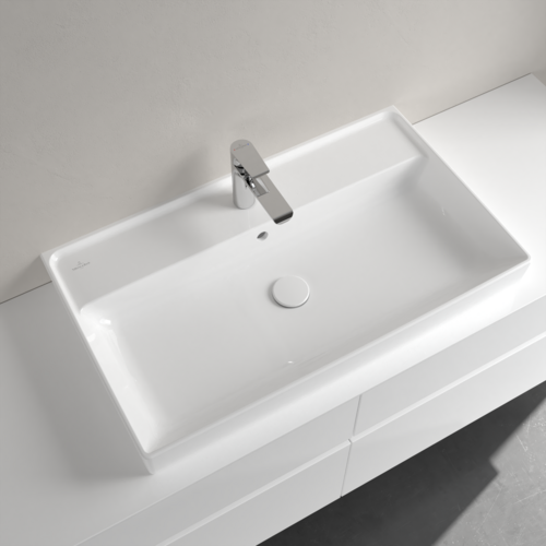 Villeroy&amp;Boch Раковина, Collaro, шгв 800*470*160, отверстия для смесителя-1 сквозное, 2 промаркированных, CeramicPlus, цвет-альпийский белый 4A3381R1
