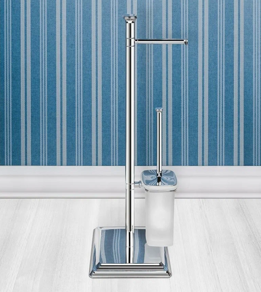 Стойка COLOMBO DESIGN PORTOFINO B3218 напольная с держателем туалетной бумаги и ершиком цвет хром