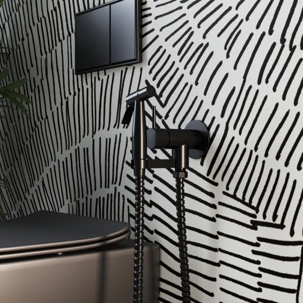 Paini ISPZ442 Смеситель с гигиеническим душем Изола , брашированный чёрный