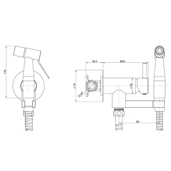 Paini ISPZ442 Смеситель с гигиеническим душем Изола , брашированный чёрный