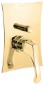 Emmevi Ares, встраиваемый в стену однорычажный смеситель для душа на 2 выхода, с кнопочным дивертером, цвет золото 76019/OR