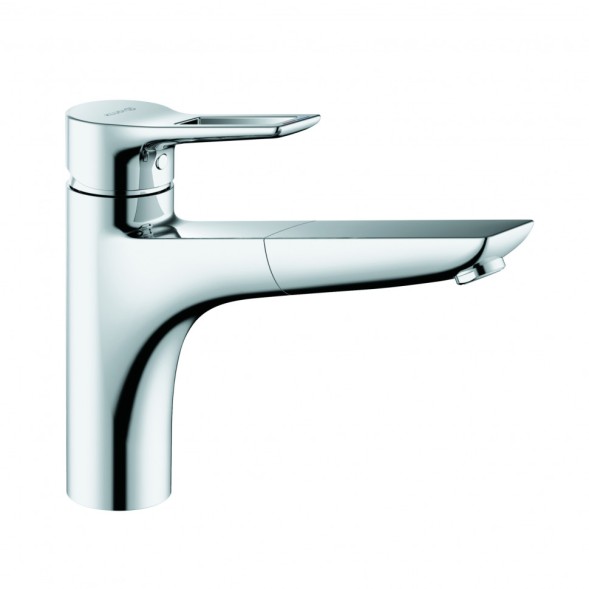 KLUDI MIX однорычажный смеситель для кухни, выдвижной поворотный излив (110°), для безнапорных водонагревателей, полый рычаг, арт. 329440562