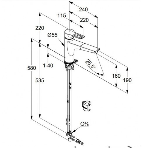 KLUDI MIX однорычажный смеситель для кухни, выдвижной поворотный излив (110°), для безнапорных водонагревателей, полый рычаг, арт. 329440562