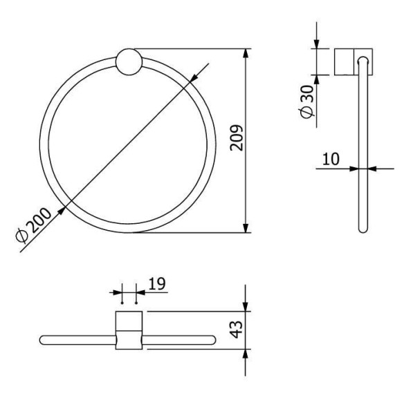 Держатель полотенца KLUDI VELA R 58978N2 кольцо