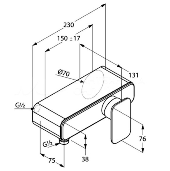 Смеситель KLUDI E2 497140575 для душа настенный с подключением шланга