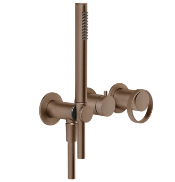 Gessi Смеситель для душа, Anello, на 2 потребителя, цвет медь матовая  63345#708