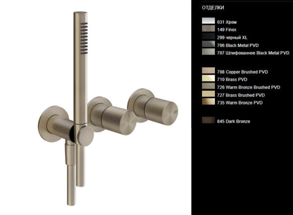 Gessi Смеситель для душа, Habito Bath Shower, CESELLO, цвет Латунь матовая  70438#727