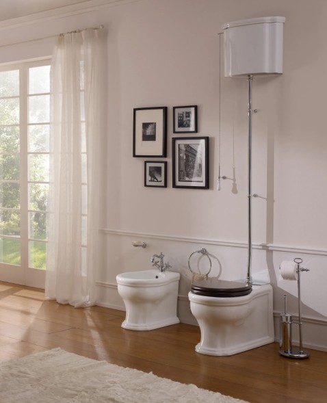 Бачок Scarabeo Castellana на высокой трубе с механизмом смыва цвет белый фурнитура хром 5364CR