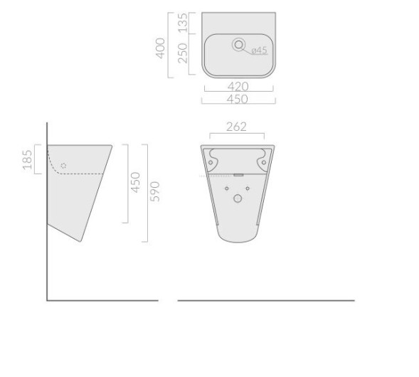 Раковина GALASSIA MEG11 5407SF MT подвесная без отверстий без перелива цвет белый матовый