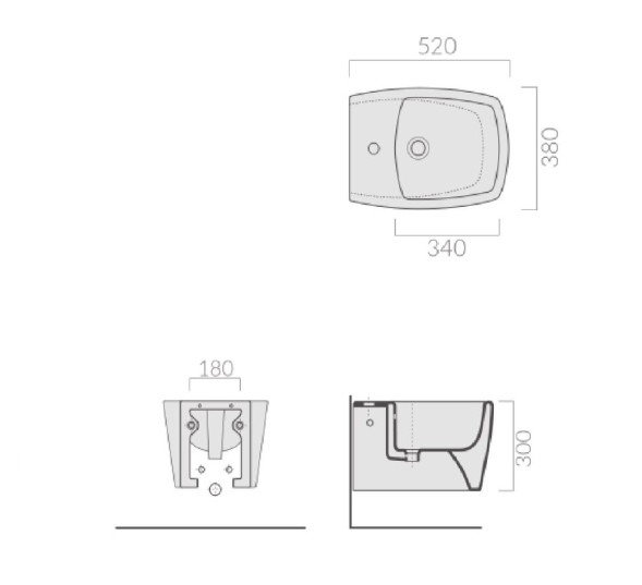 Биде GALASSIA SA02 8970 NE подвесное с одним отверстием цвет черный глянцевый