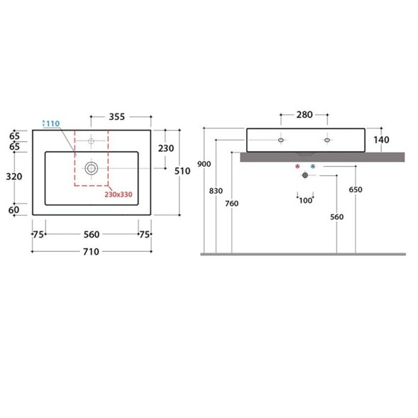 Раковина GLOBO INCANTHO подвесная или на столешницу с одним намеченным отверстием цвет белый IN071ABI