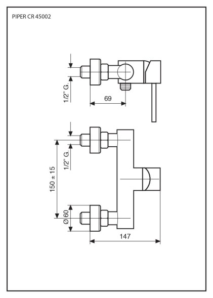 Emmevi Piper, однорычажный смеситель для душа без набора для душа, цвет хром 45002/CR