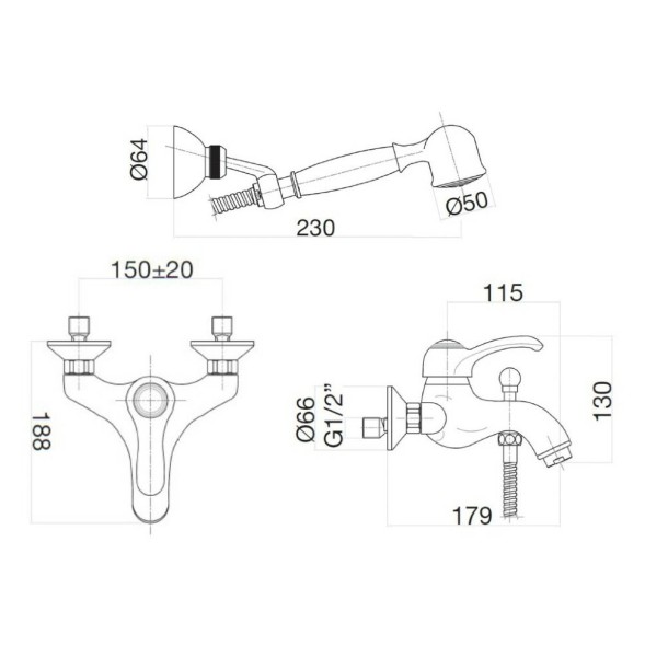 Смеситель для ванны Webert Aurora AU850101015(153), хром