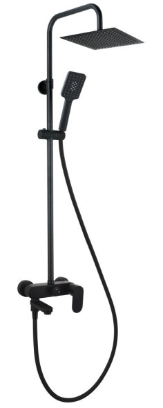 AQG Nite, душевая колонна регул. по высоте 95-150 см: со складным изливом и квадратным верхним душем 25х25 см, цвет черный матовый