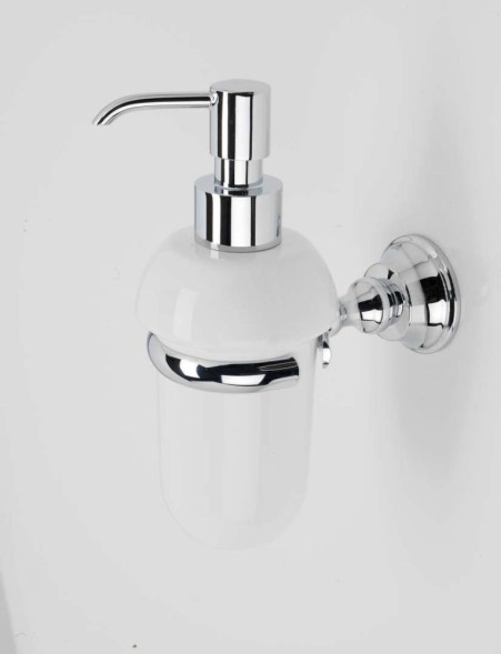 Stil Haus Smart, настенный керамический дозатор, цвет хром - белая керамика